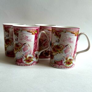Vintage Pink Cups Mugs Set Of 4 - Royal Doulton Afternoon Tea Expressions